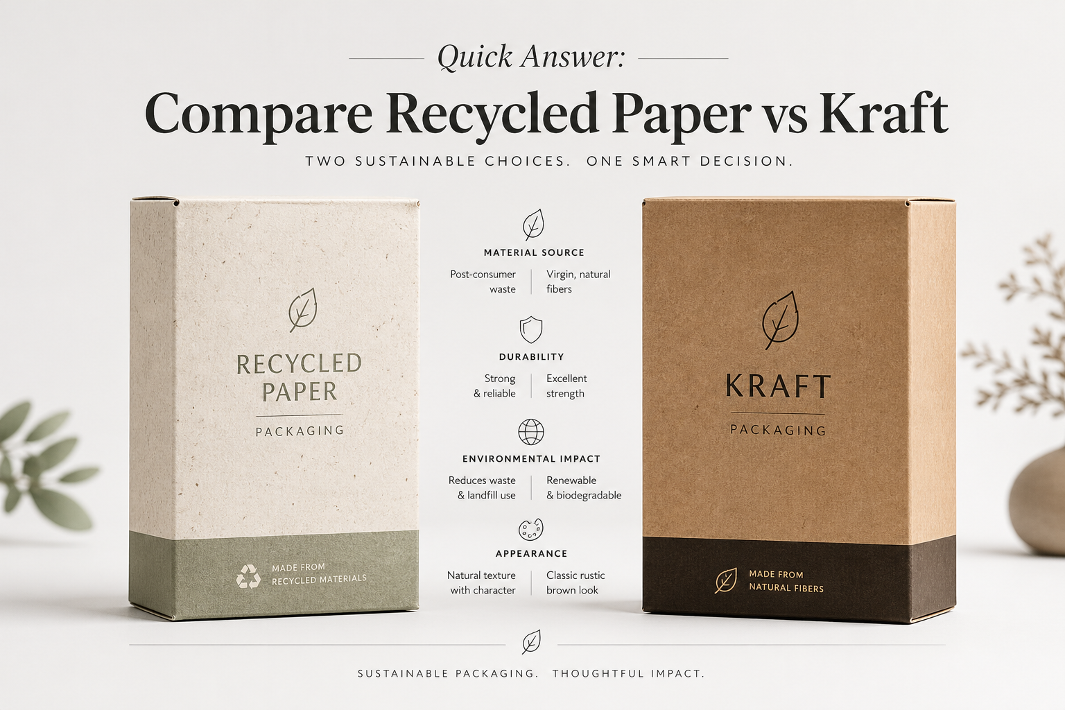 Compare Recycled Paper vs Kraft for Packaging Design