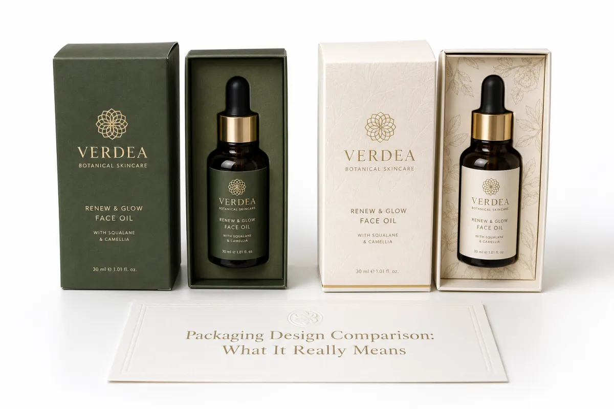 Packaging Design Comparison: Quote Scope, Sample Proof