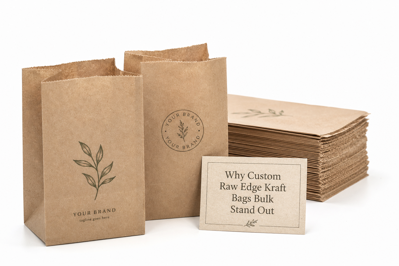 Custom Raw Edge Kraft Bags Bulk for Retail Packaging