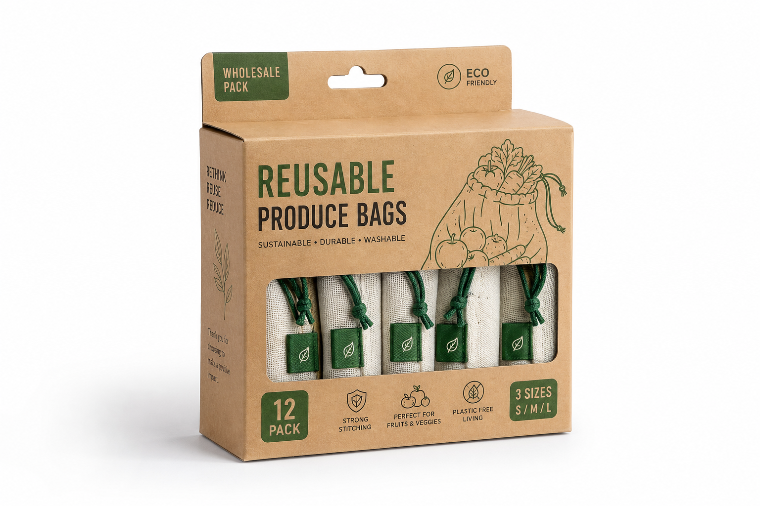 Wholesale Reusable Produce Bag Packaging for Brands