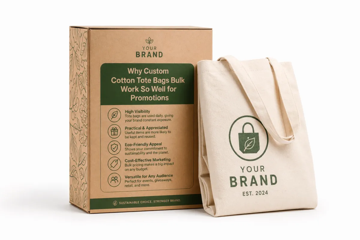 Why Custom Cotton Tote Bags Bulk Work So Well for Promotions - CustomLogoThing packaging example