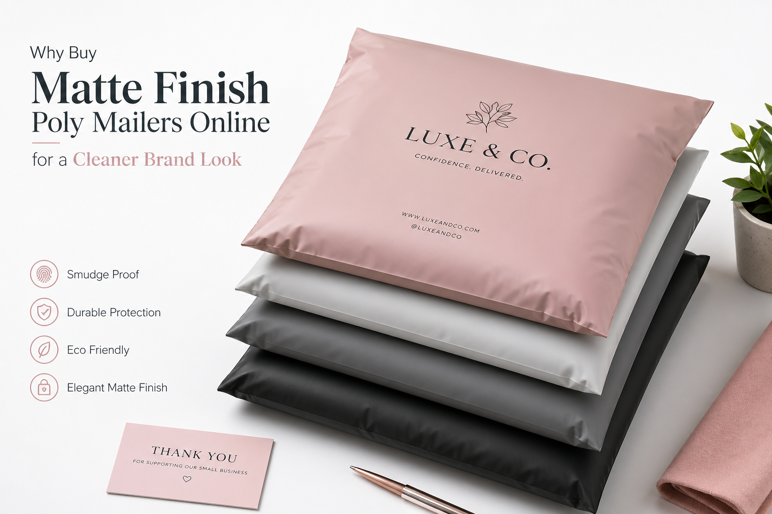 Buy Matte Finish Poly Mailers Online for Custom Shipping