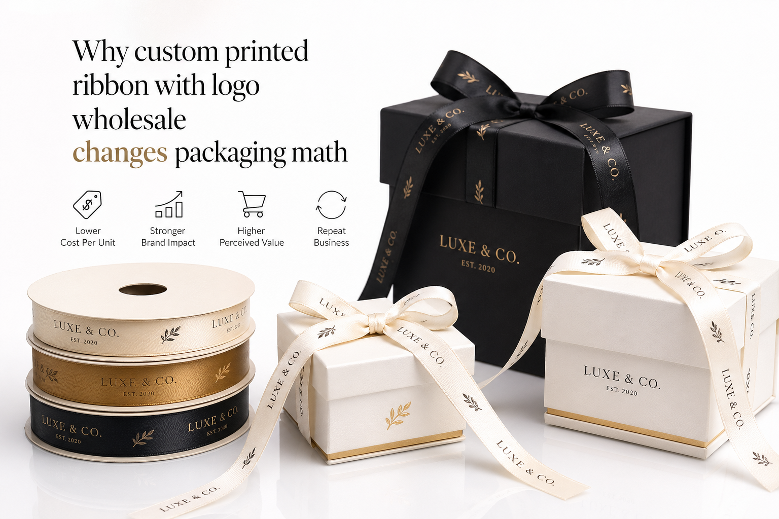 Custom Printed Ribbon with Logo Wholesale for Branding