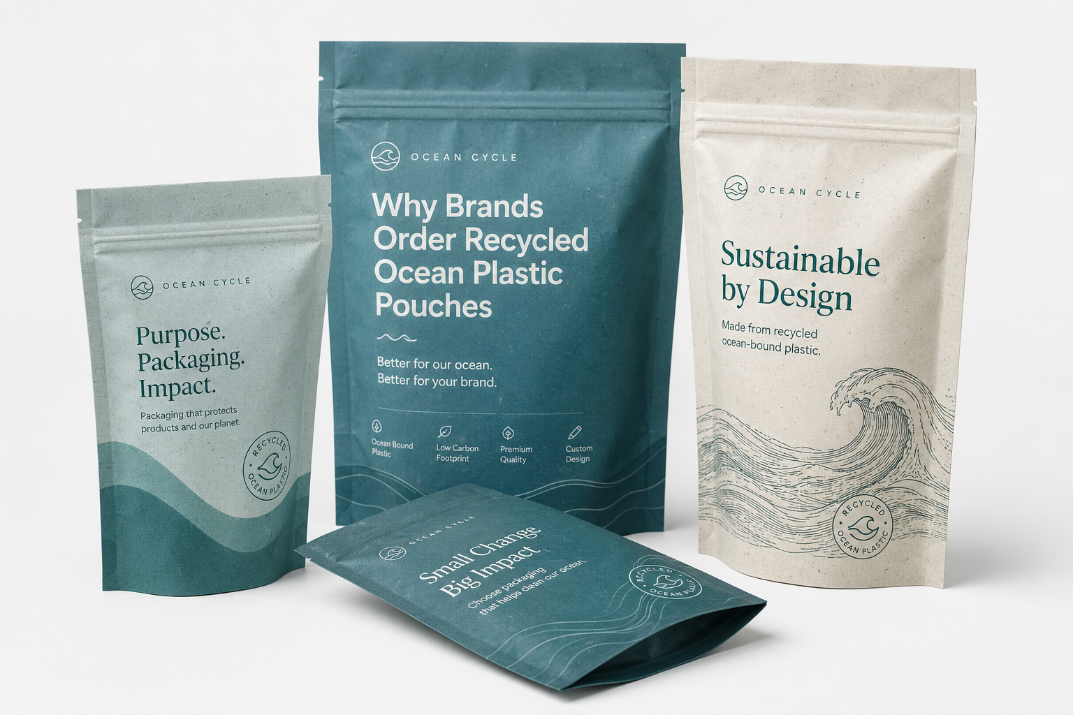 Order Recycled Ocean Plastic Pouches for Sustainable Brands