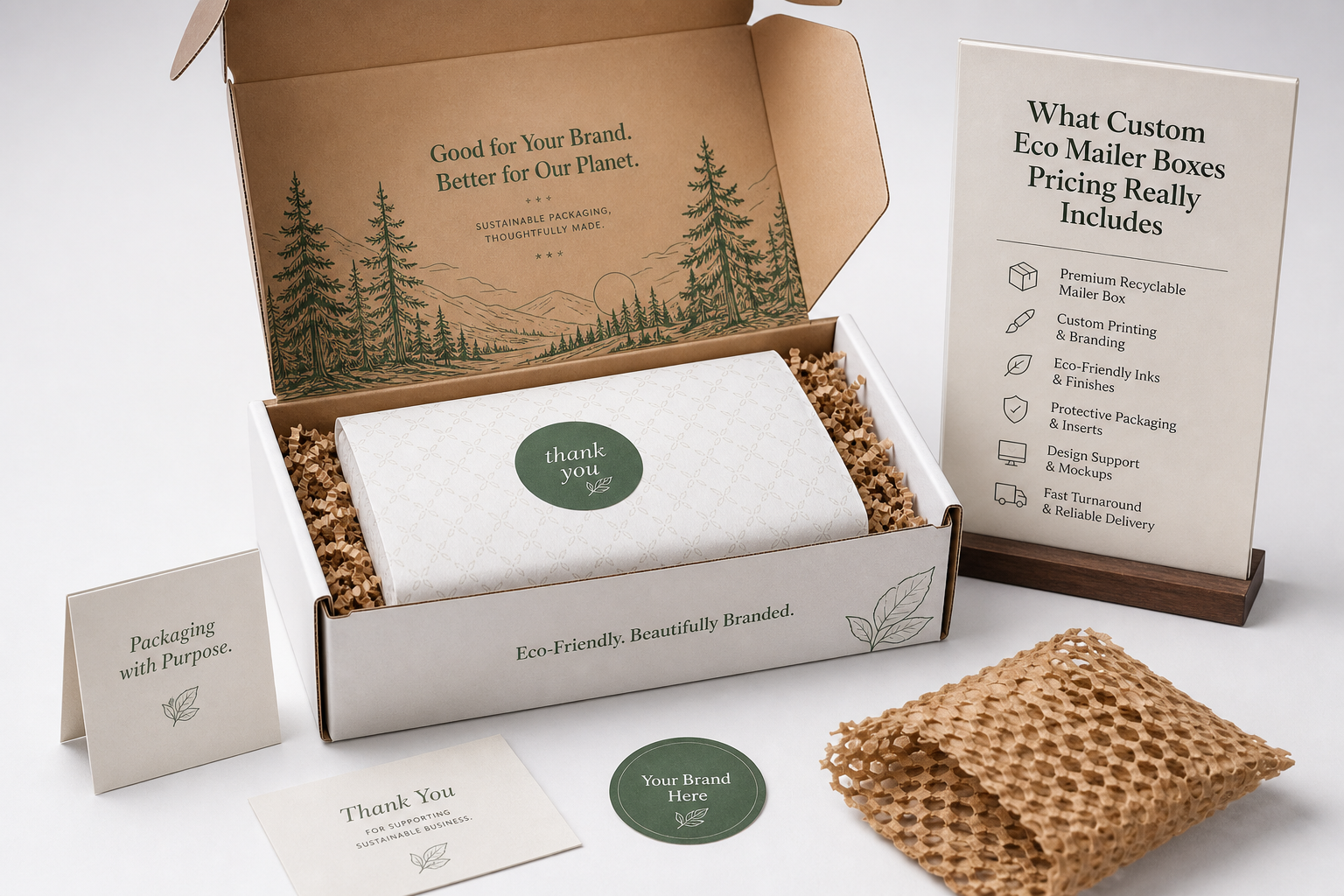 Custom Eco Mailer Boxes Pricing: Film, Print, MOQ, and Carton Packing