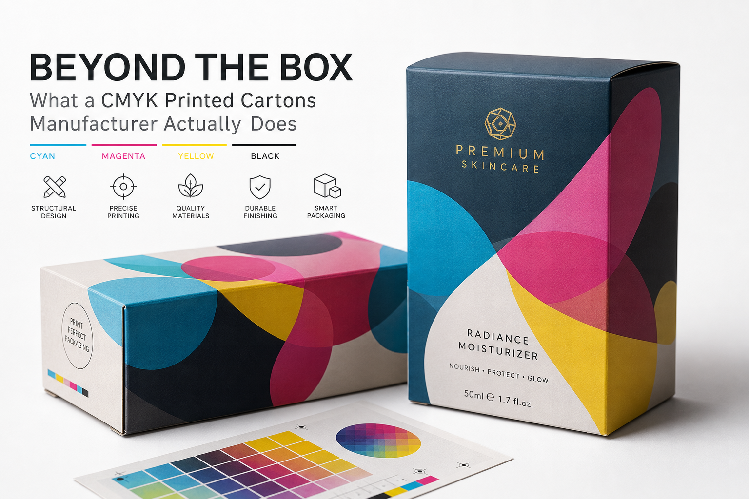 Cmyk Printed Cartons Manufacturer: Board, Finish, Dieline, and Unit Cost