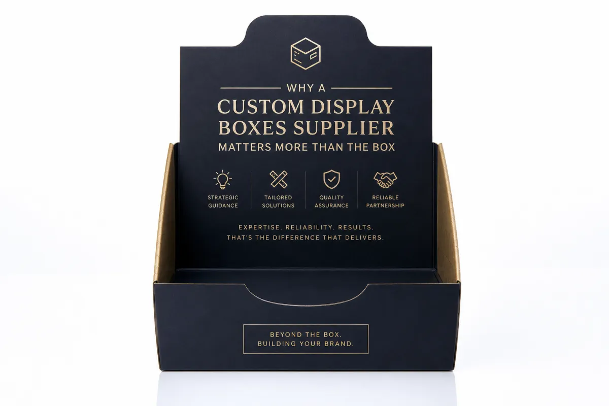 Custom Display Boxes Supplier: Board, Finish, Dieline, and