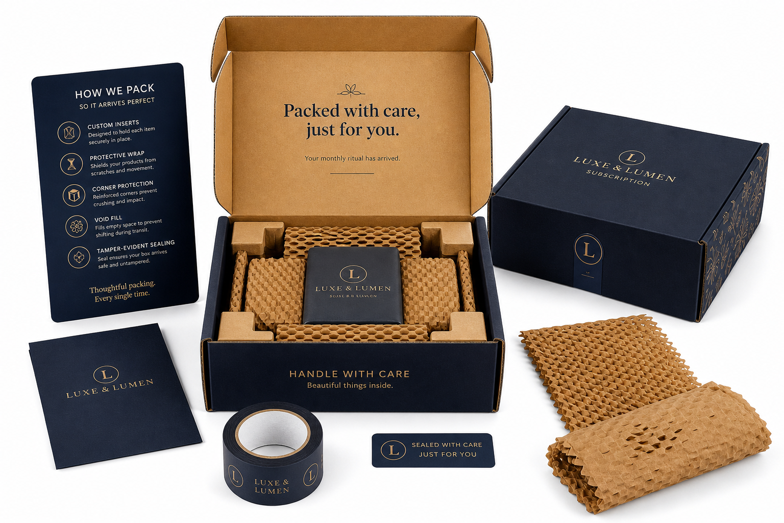 Pack Subscription Boxes Securely for Shipping: Board, Finish, Dieline, and Unit Cost