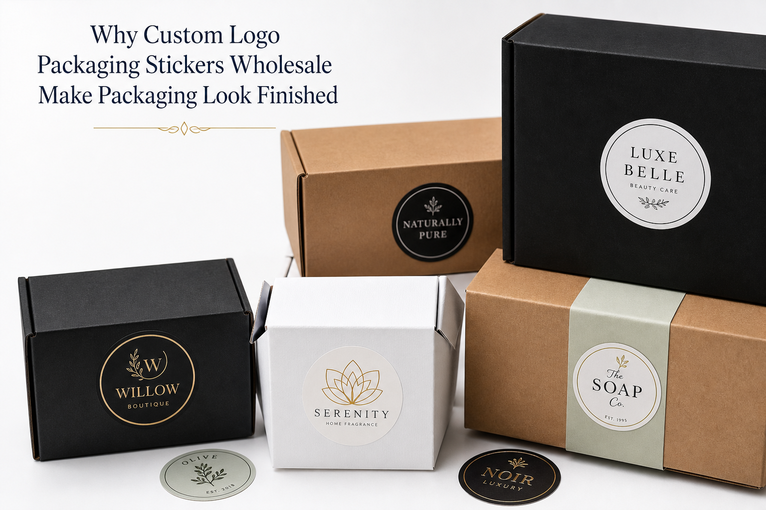 Custom Logo Packaging Stickers Wholesale: Material, Adhesive, Artwork, and MOQ
