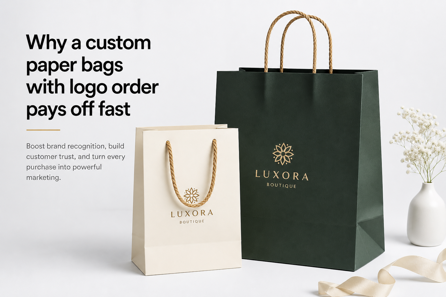 Custom Paper Bags with Logo Order: Film, Print, MOQ, and Carton Packing