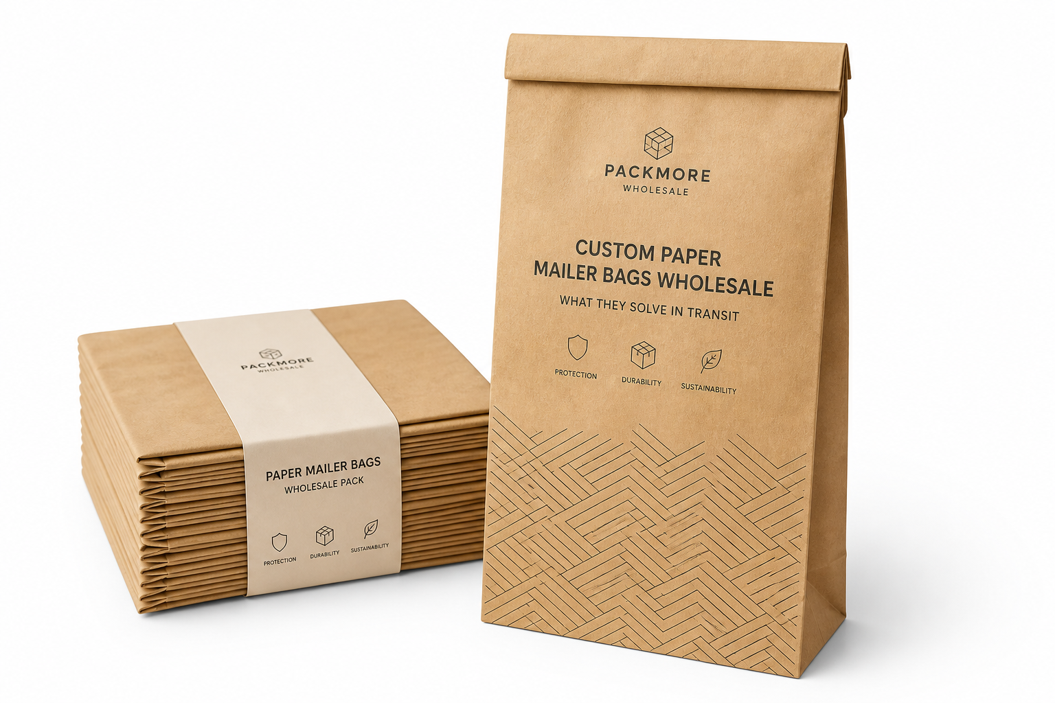 Custom Paper Mailer Bags Wholesale for Shipping: Film, Print, MOQ, and Carton Packing
