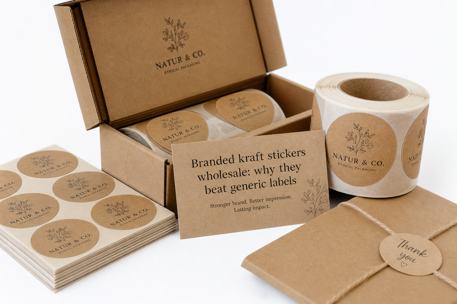 Branded Kraft Stickers Wholesale: Specs, Pricing, MOQ
