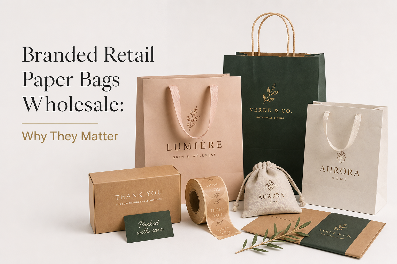 Branded Retail Paper Bags Wholesale for: Film, Print, MOQ, and Carton Packing