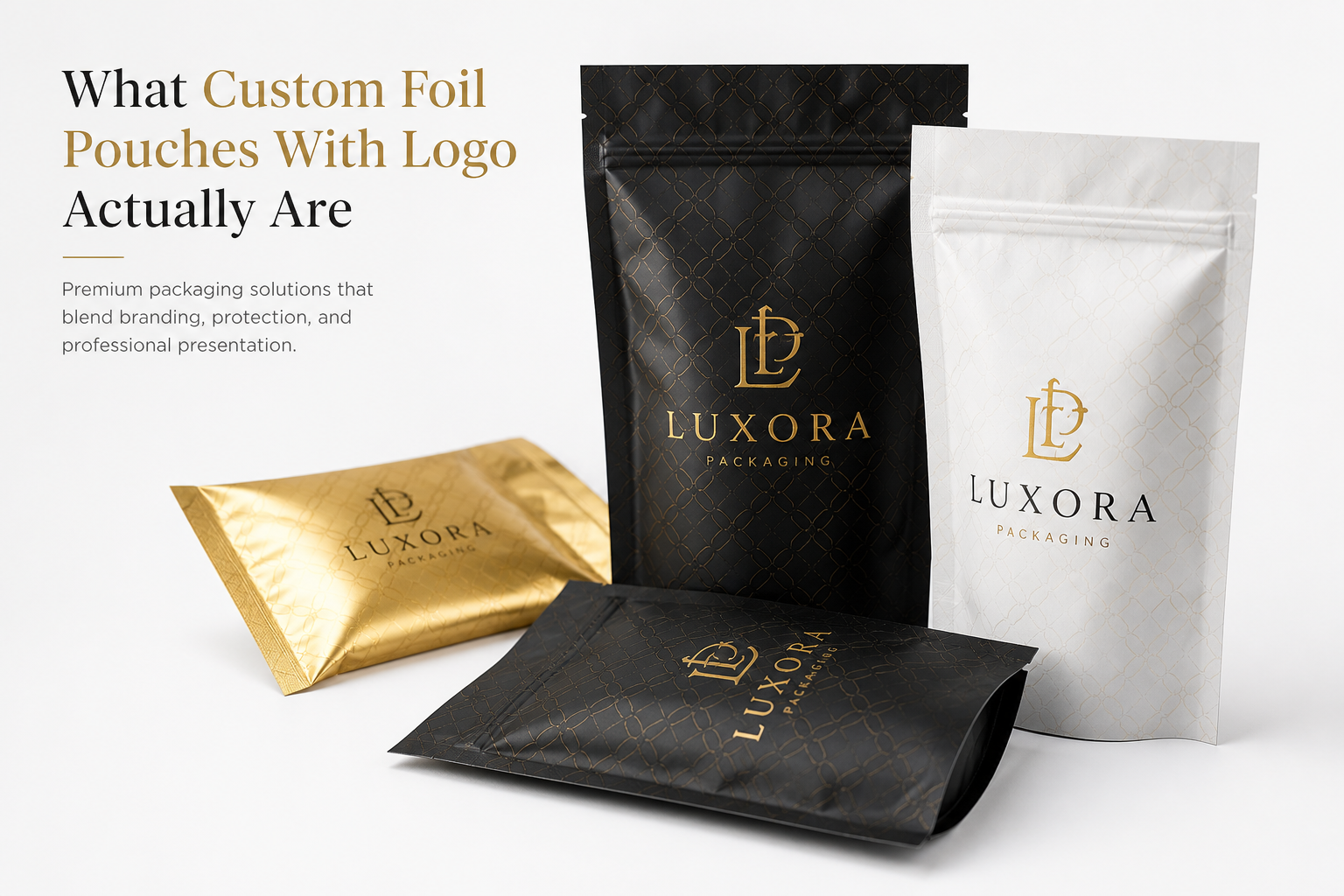Custom Foil Pouches with Logo: Film, Print, MOQ, and Carton Packing