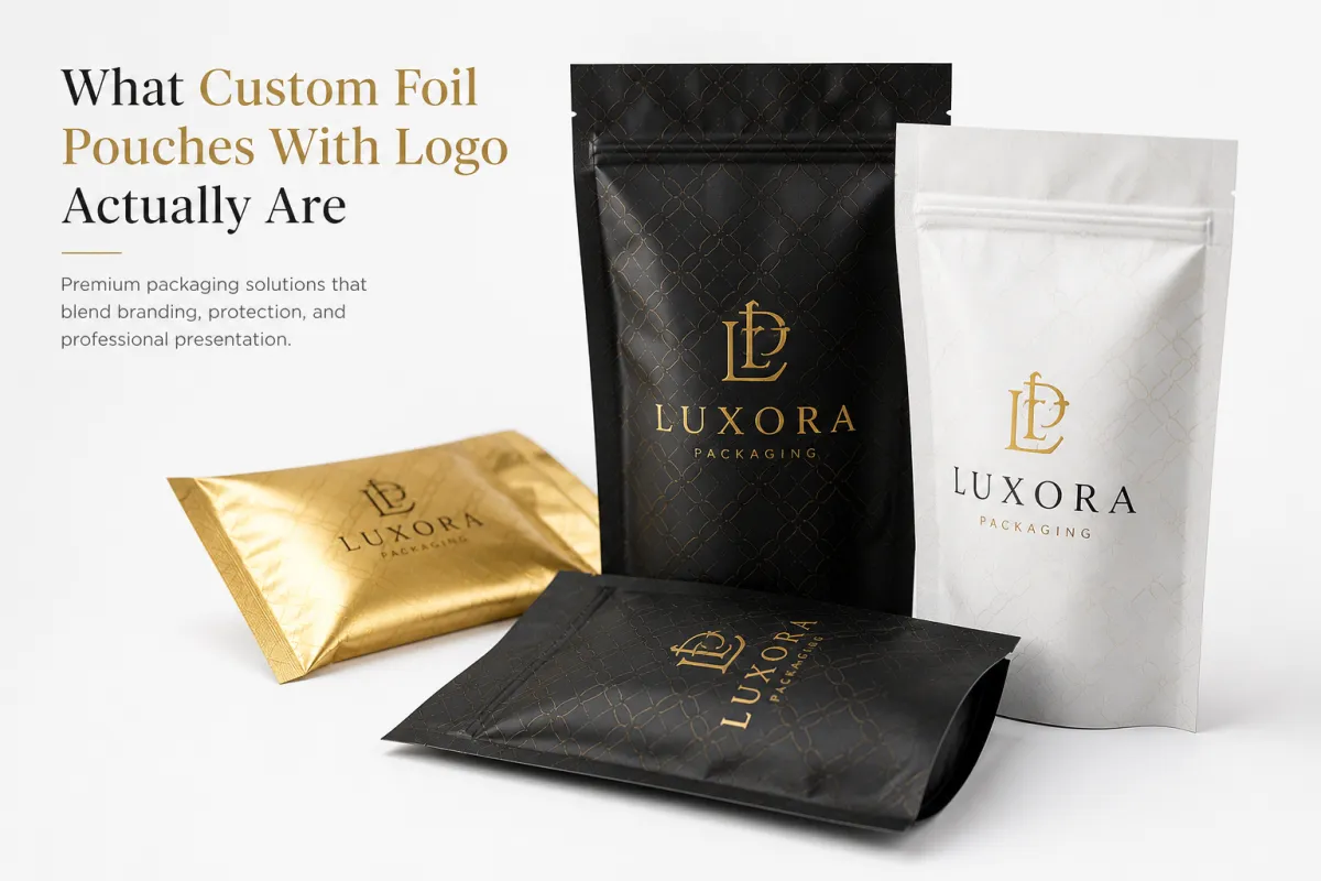 Custom Foil Pouches with Logo: Film, Print, MOQ, and Carton
