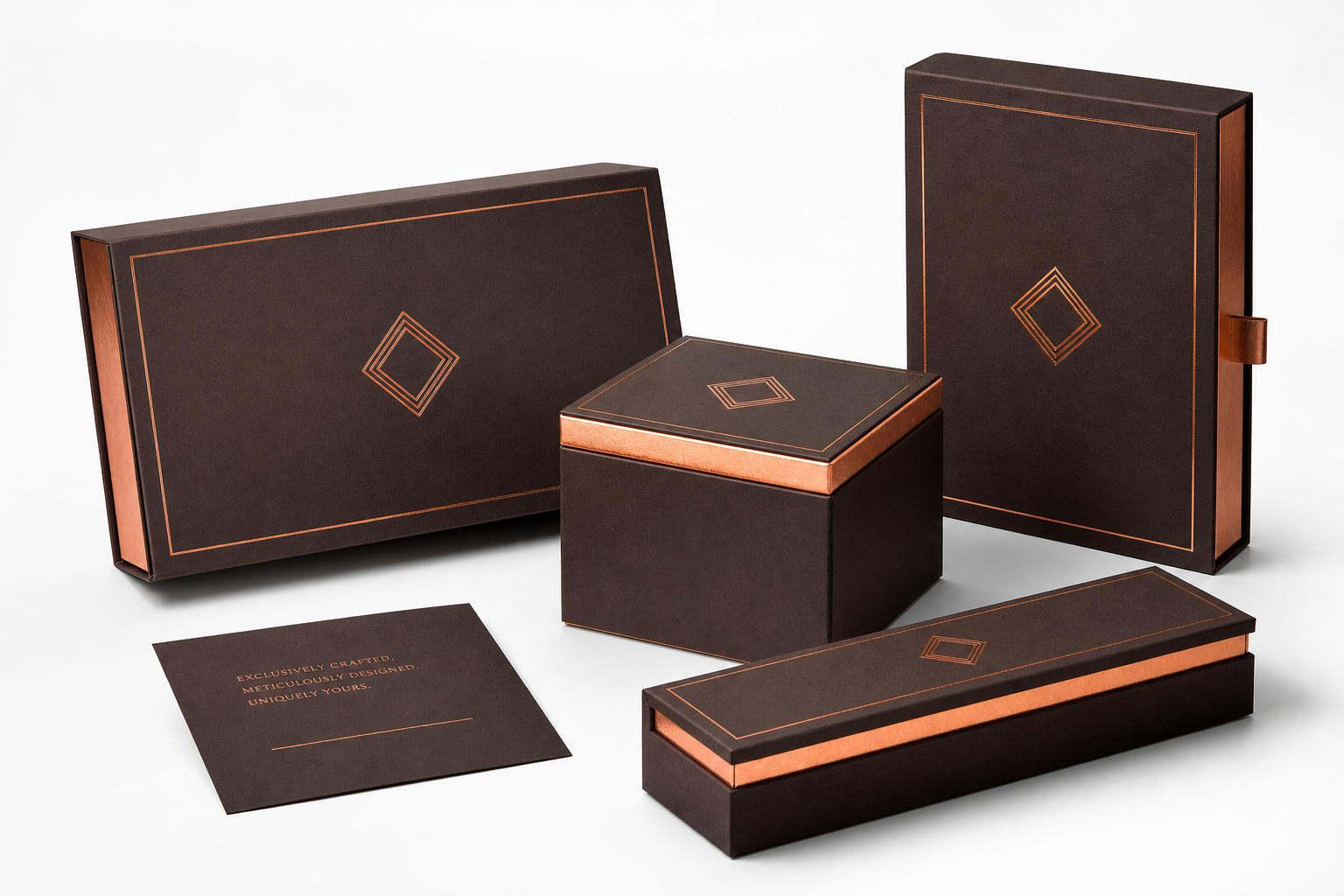 Custom Copper Foil Boxes Luxury Brand Packaging: Board, Finish, Dieline, and Unit Cost