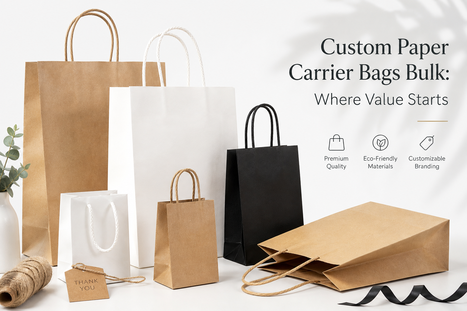 Custom Paper Carrier Bags Bulk: Film, Print, MOQ, and Carton Packing