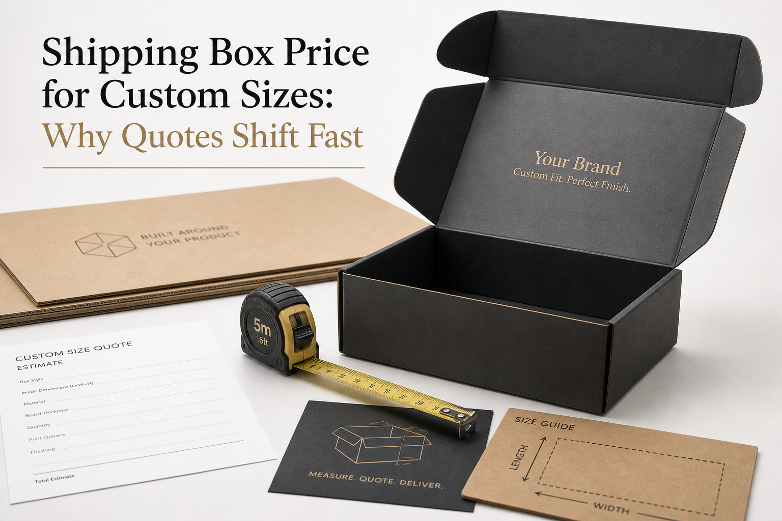 Shipping Box Price for Custom Sizes: Board, Finish, Dieline, and Unit Cost