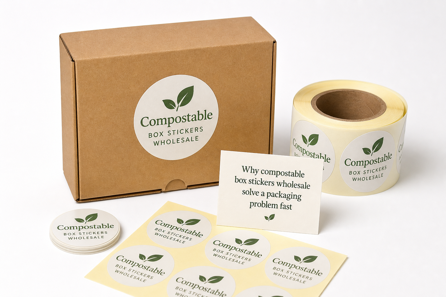 Compostable Box Stickers Wholesale: Specs, Pricing, MOQ