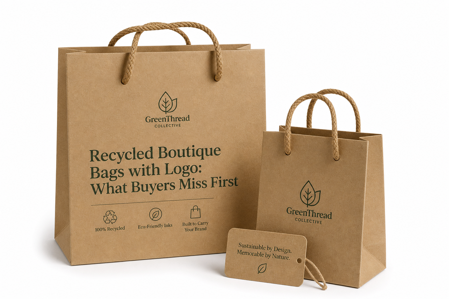Recycled Boutique Bags with Logo: Film, Print, MOQ, and Carton Packing