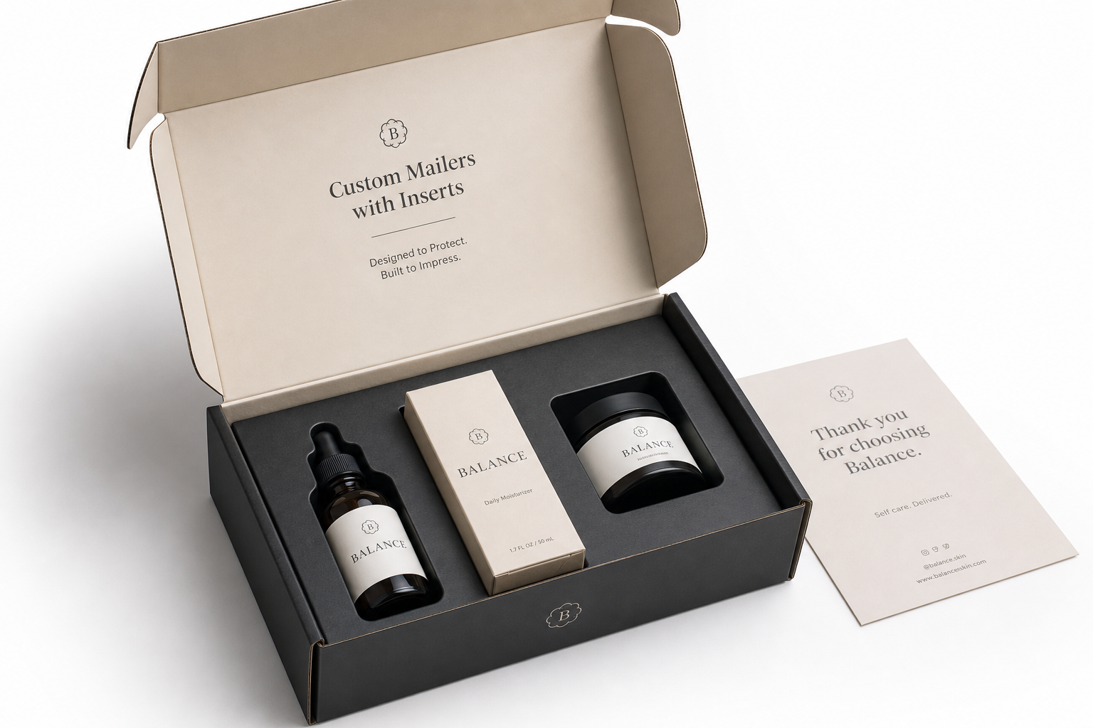 Custom Product Mailers with Inserts: Film, Print, MOQ, and Carton Packing