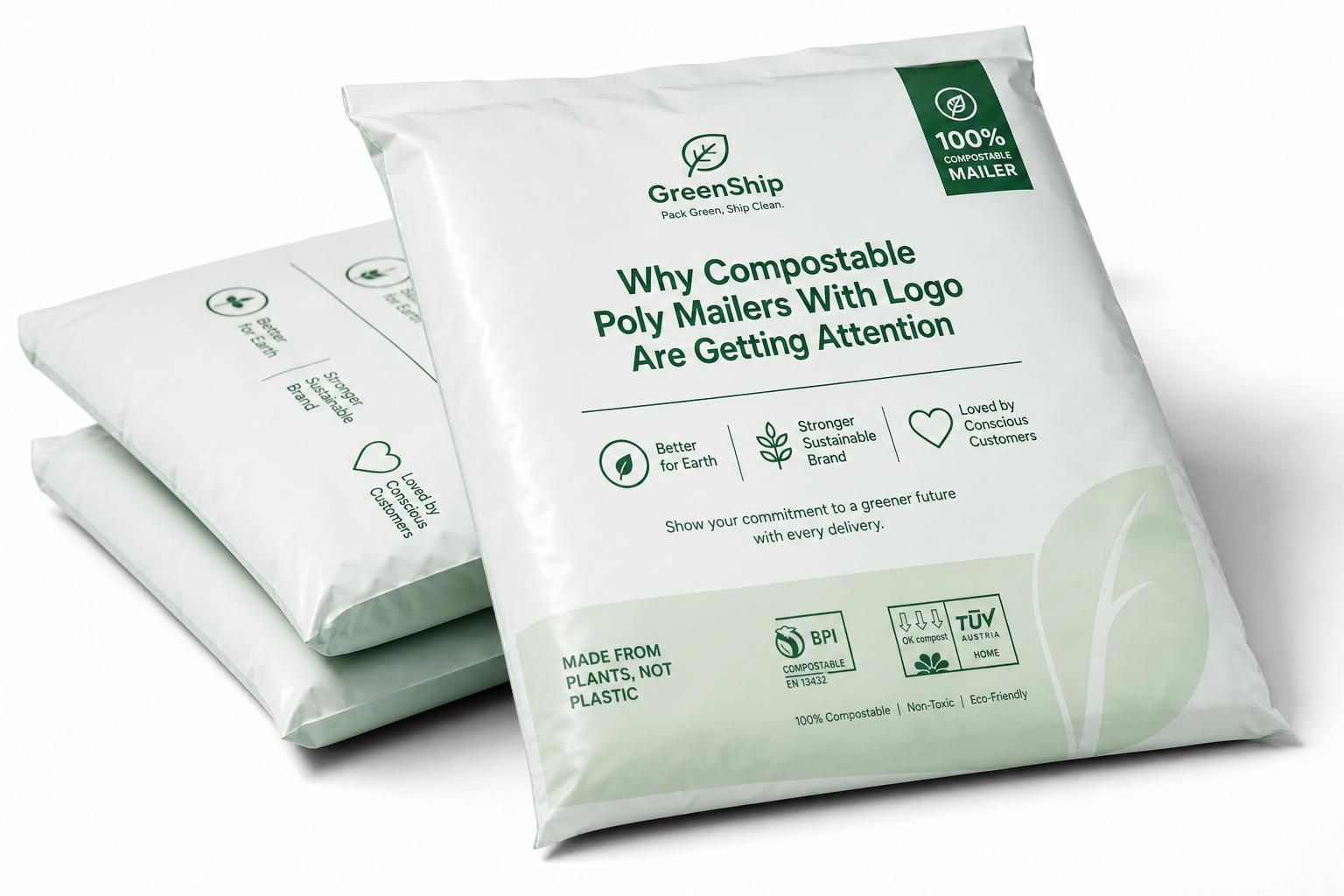 Compostable Poly Mailers with Logo: Film, Print, MOQ, and Carton Packing