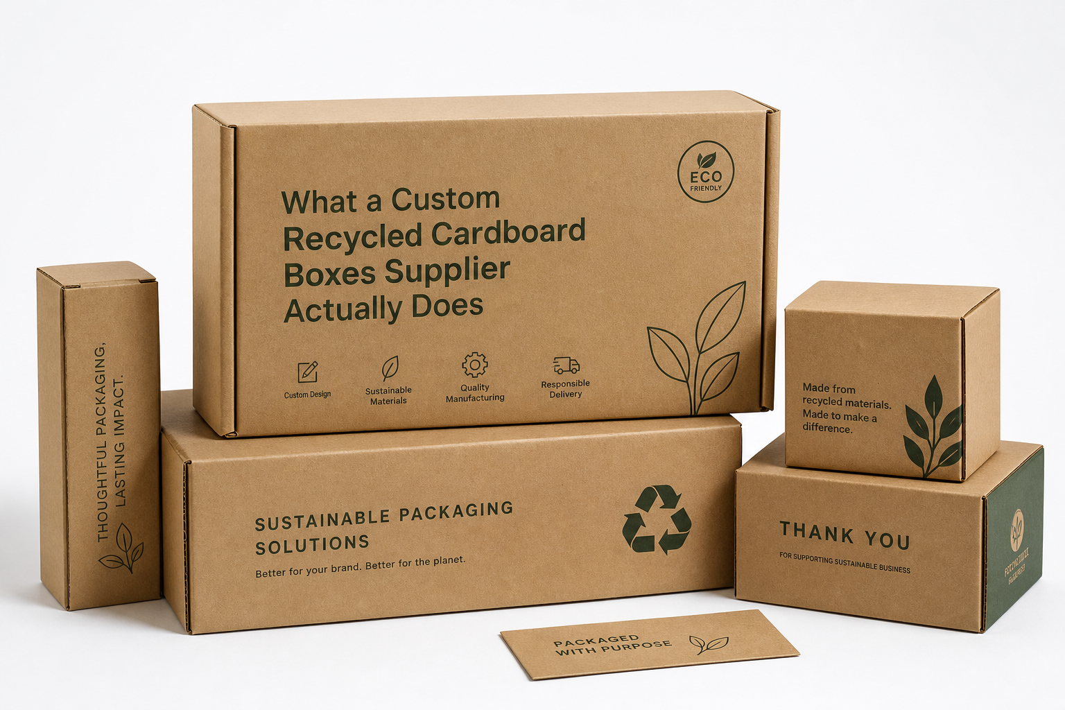 Custom Recycled Cardboard Boxes Supplier: Board, Finish, Dieline, and Unit Cost