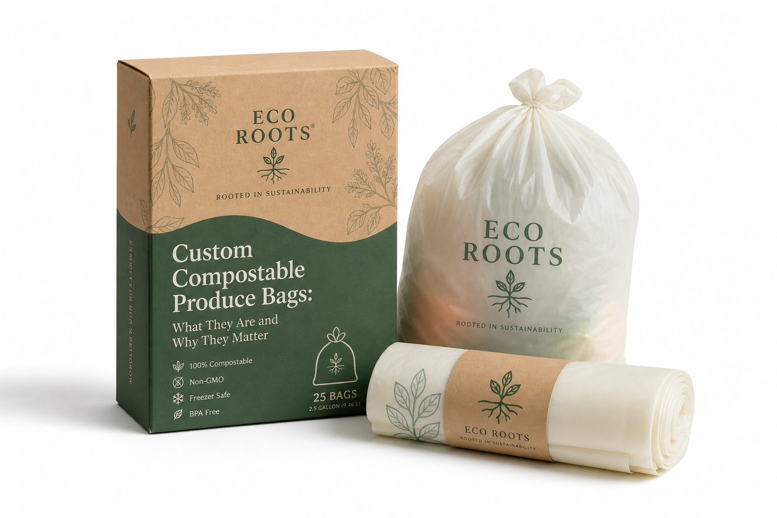 Custom Compostable Produce Bags: Film, Print, MOQ, and Carton Packing