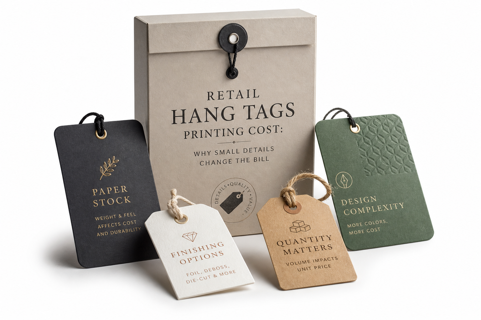 Retail Hang Tags Printing Cost: Material, Adhesive, Artwork, and MOQ