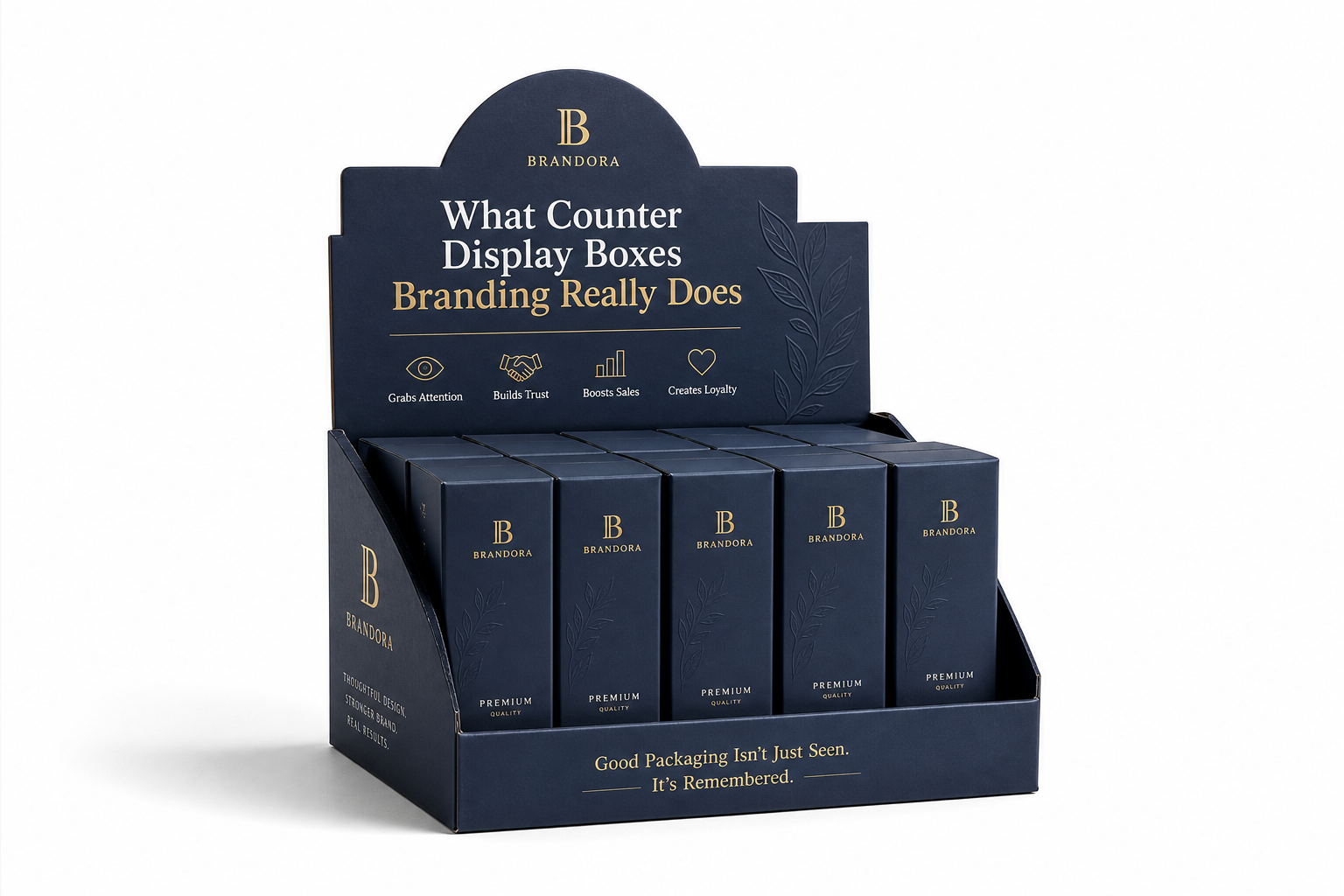 Counter Display Boxes Branding: Board, Finish, Dieline, and Unit Cost