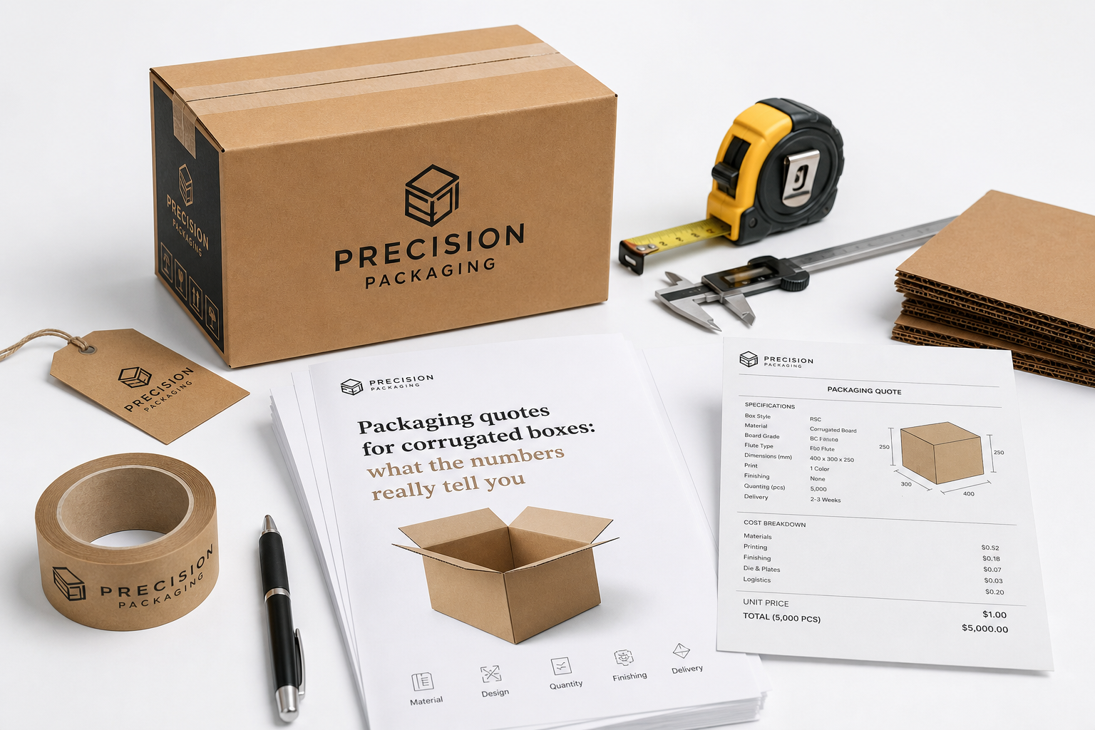 Packaging Quotes for Corrugated Boxes: Board, Finish, Dieline, and Unit Cost