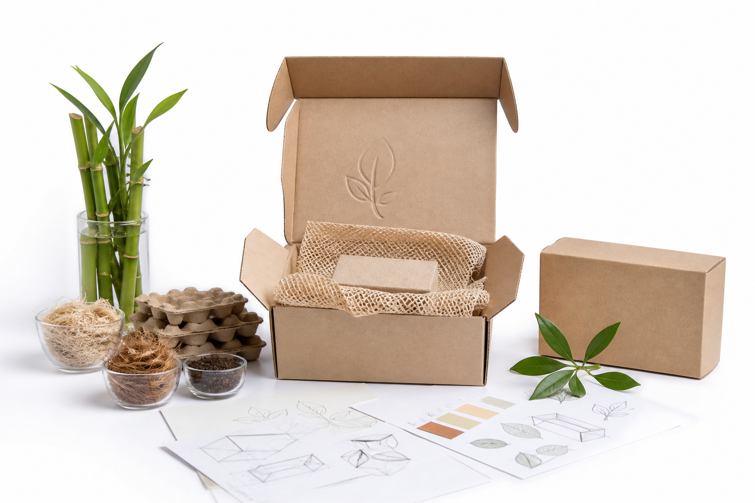 Plant Based Shipping Boxes Manufacturer: Board, Finish, Dieline, and Unit Cost