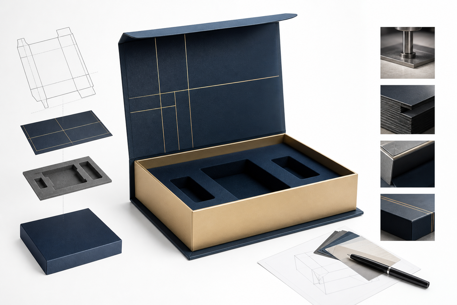 Custom Rigid Box Manufacturer: Board, Finish, Dieline, and Unit Cost