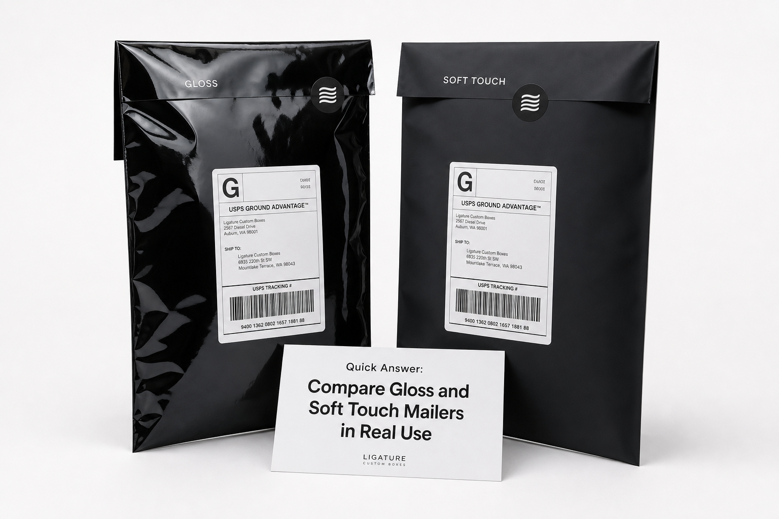 Compare Gloss and Soft Touch Mailers for Better Branding