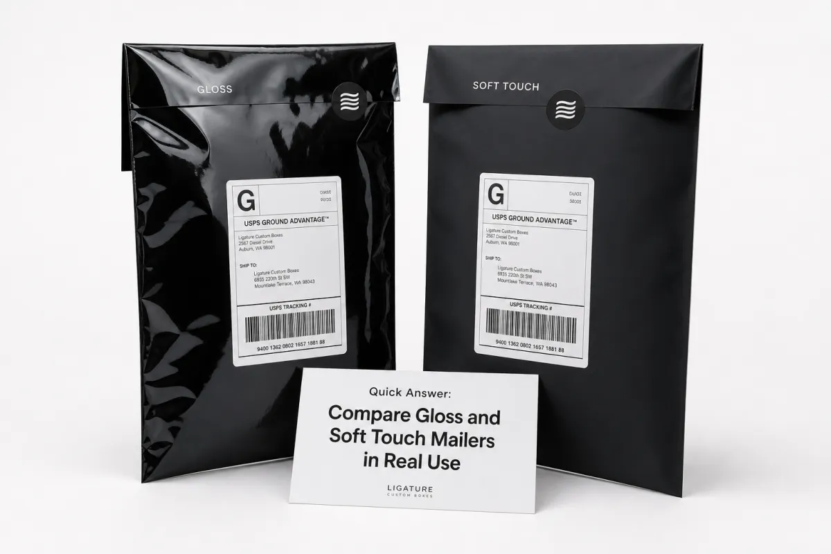 Compare Gloss and Soft Touch Mailers for Better Branding