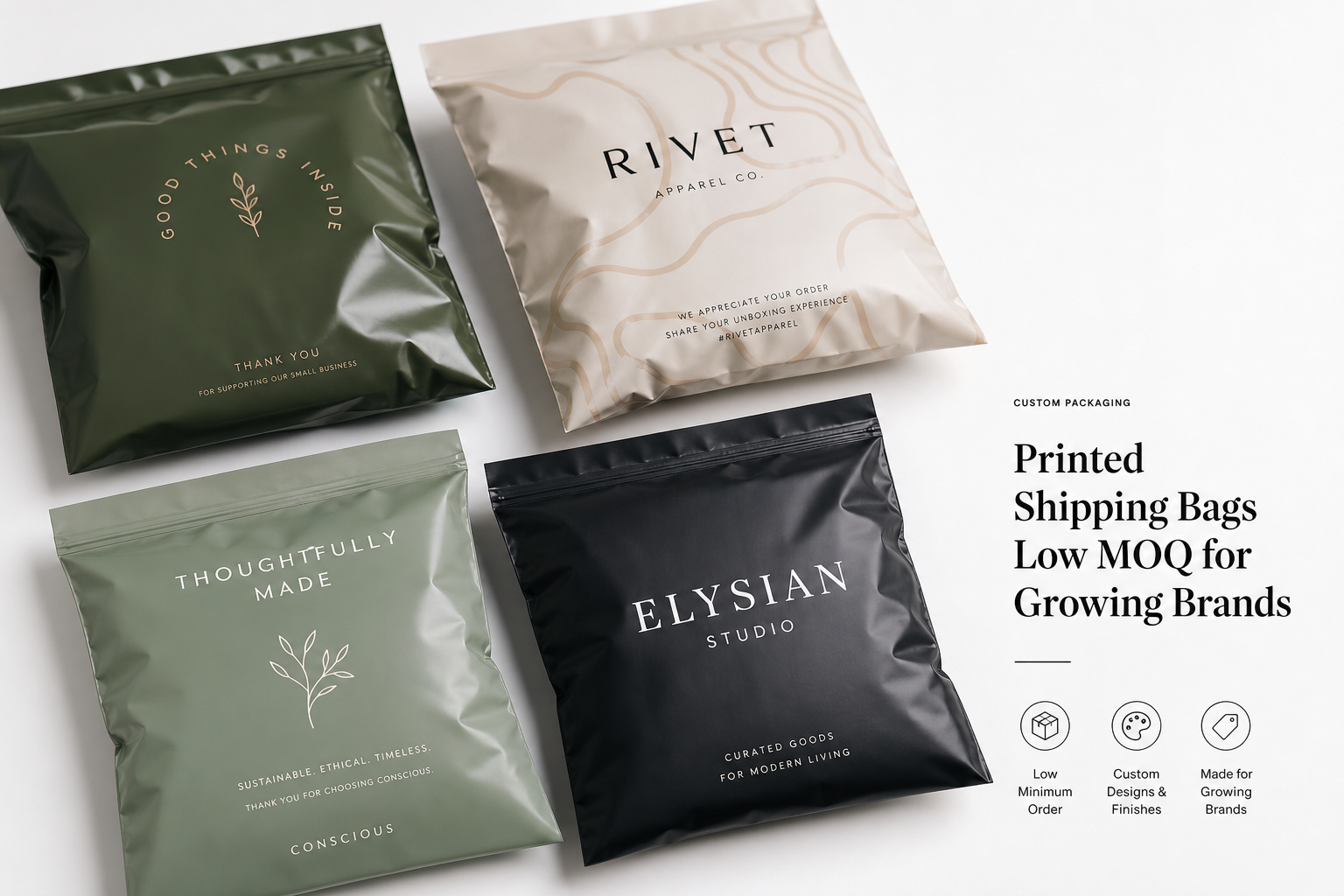 Printed Shipping Bags Low MOQ for Custom Packaging