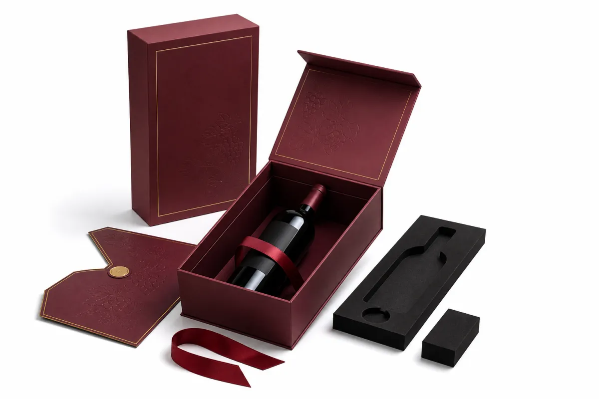Custom Wine Gift Boxes Price: Board, Finish, Dieline, and