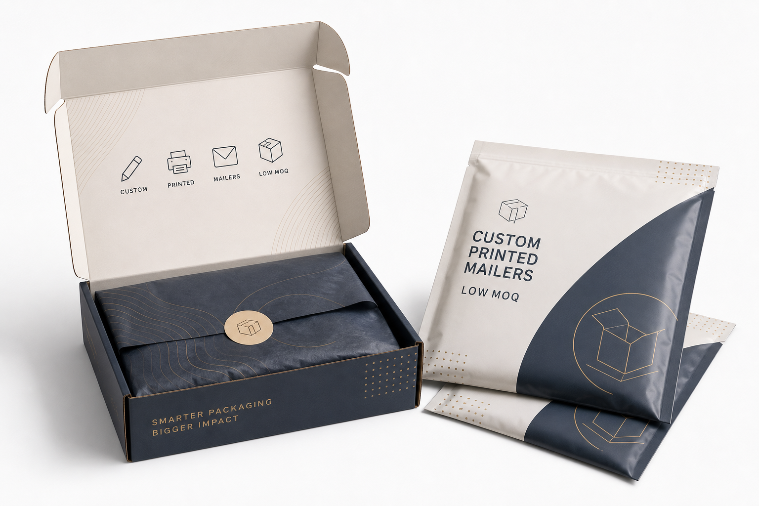 Custom Printed Mailers Low MOQ: Pricing, Specs, Process