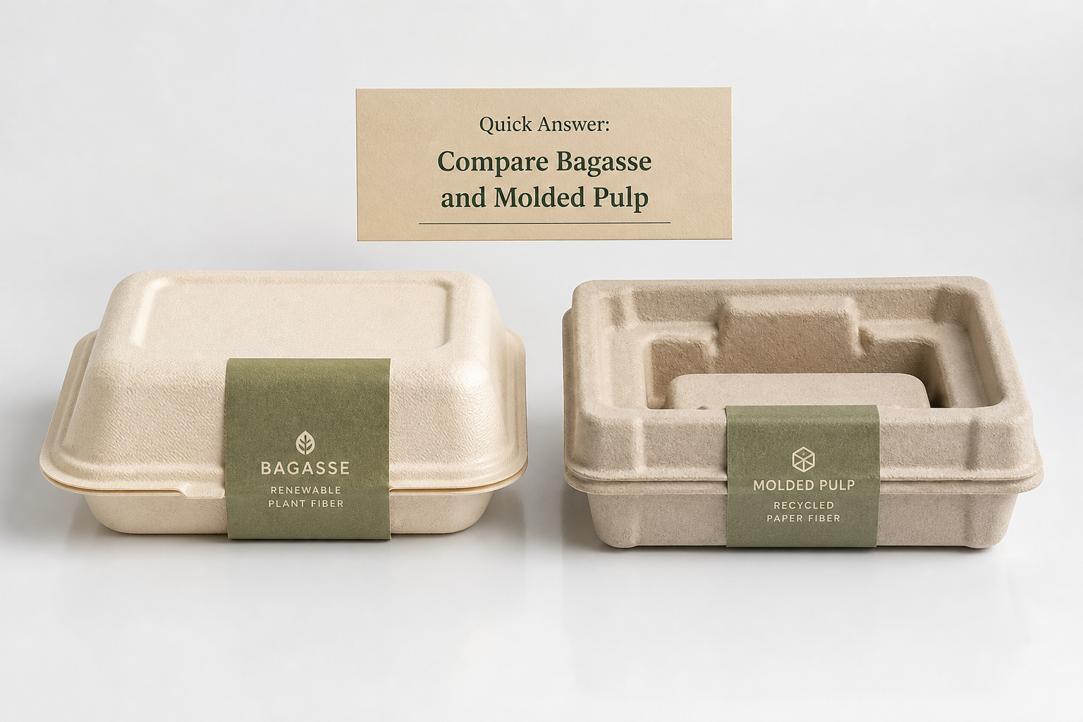 Compare Bagasse and Molded Pulp Uses Costs Tradeoffs: Cost, MOQ, Proof, and Reorder Checks