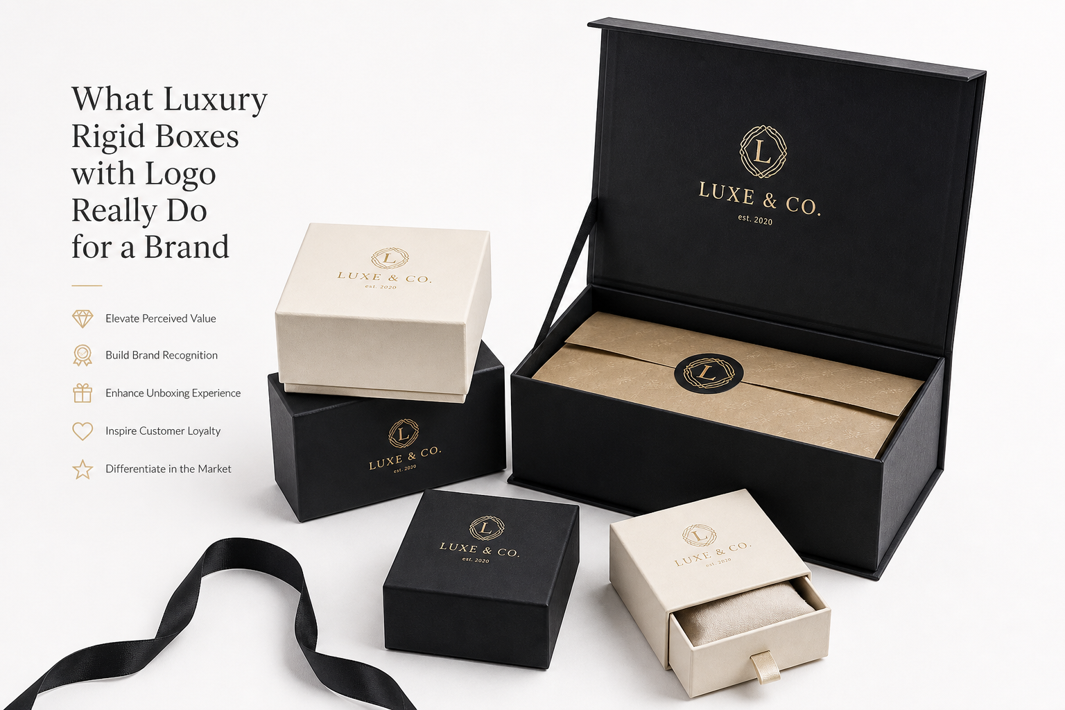 Luxury Rigid Boxes with Logo: Board, Finish, Dieline, and Unit Cost