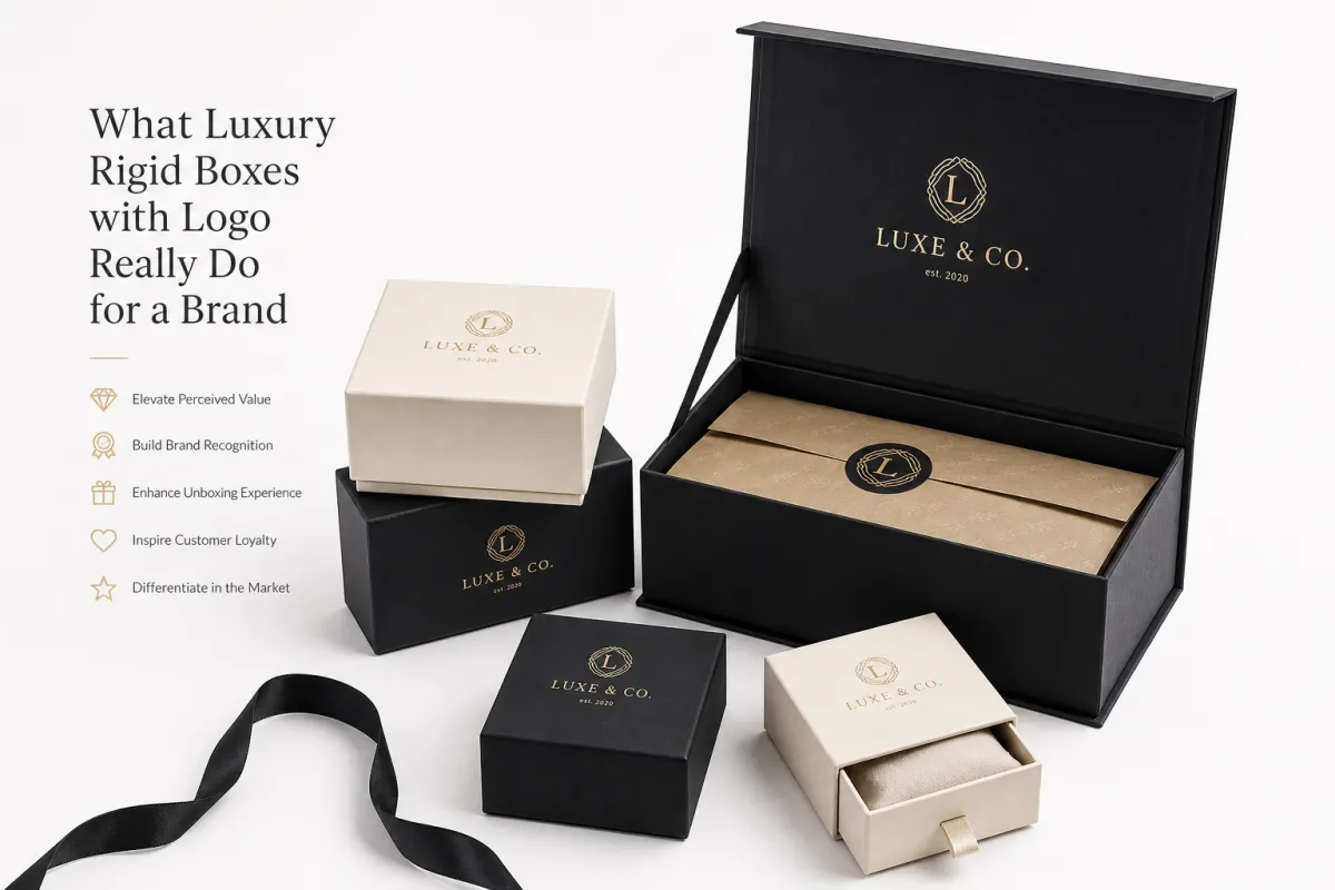 Luxury Rigid Boxes with Logo: Board, Finish, Dieline, and
