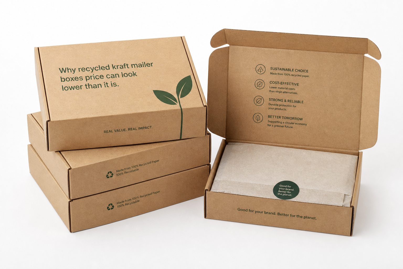Recycled Kraft Mailer Boxes Price: What Affects It