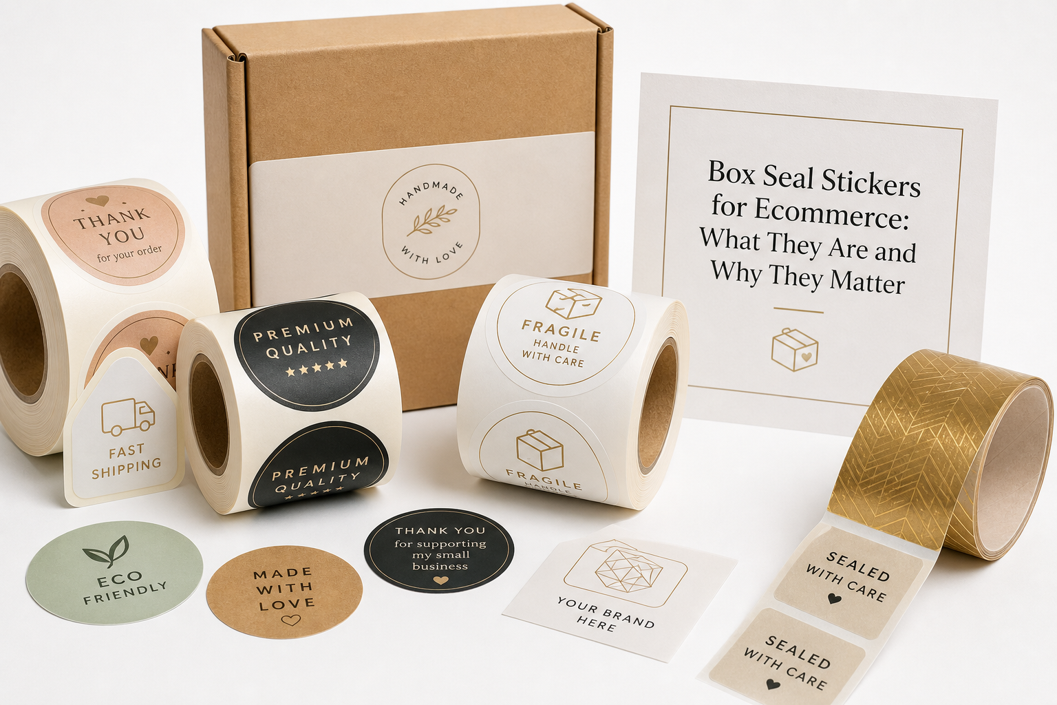 Box Seal Stickers for Ecommerce: Material, Adhesive, Artwork, and MOQ