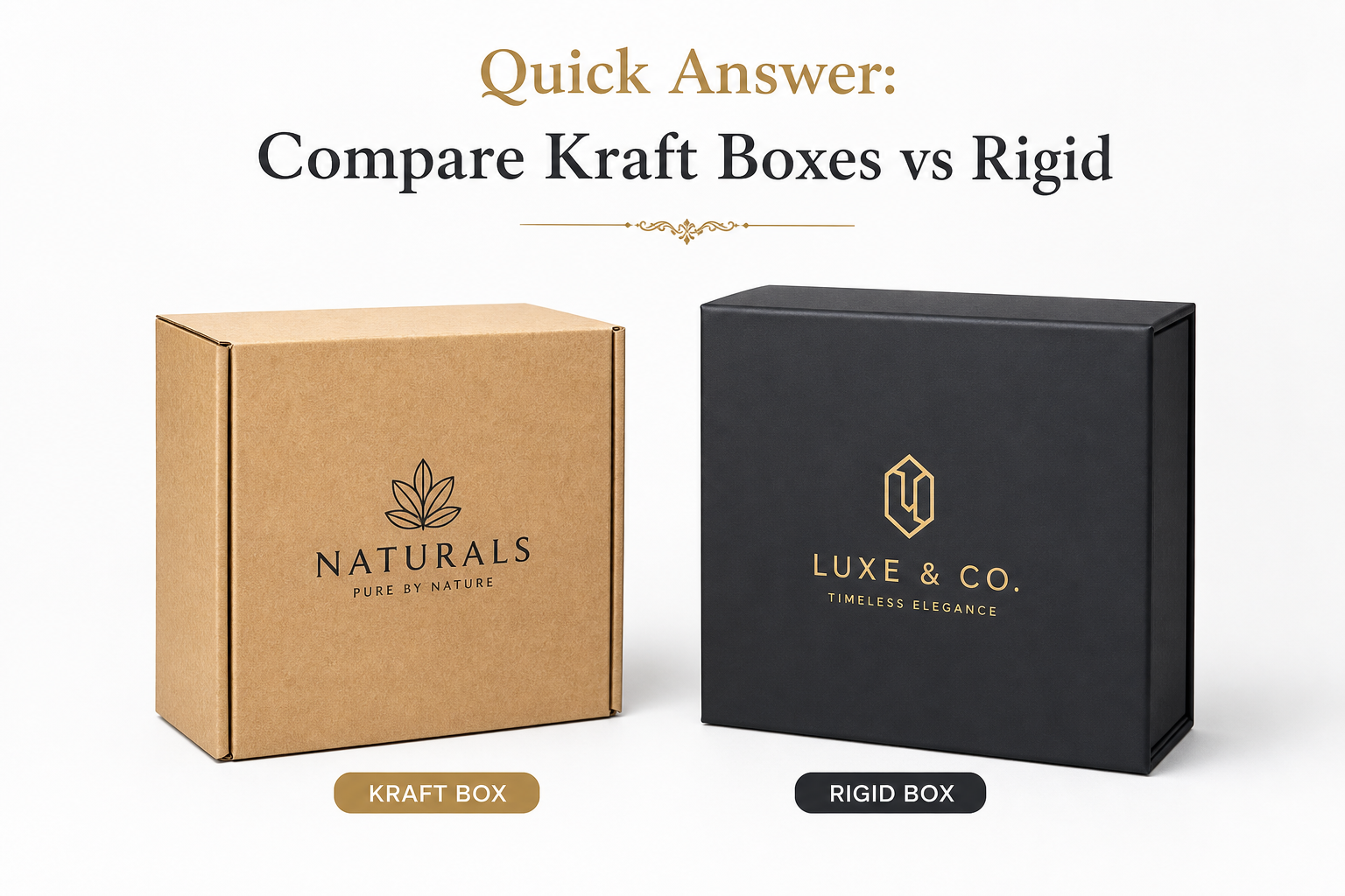 Compare Kraft Boxes vs Rigid Uses Costs Feel: Cost, MOQ, Proof, and Reorder Checks