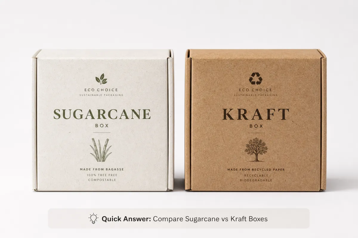 Compare Sugarcane vs Kraft Boxes: Which Packs
