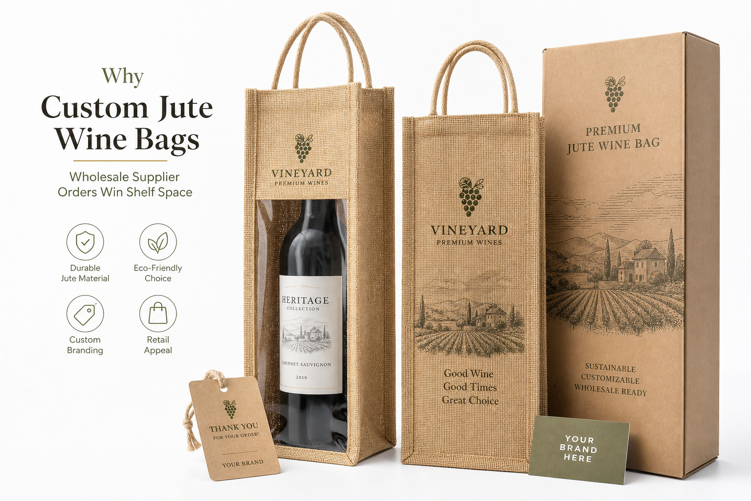 Custom Jute Wine Bags Wholesale Supplier for Brands