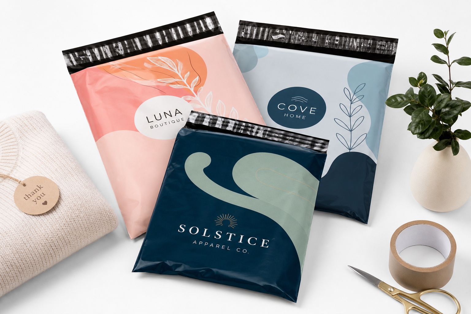 Poly Mailers with Custom Artwork Design: Film, Closure, Print, and Fulfillment