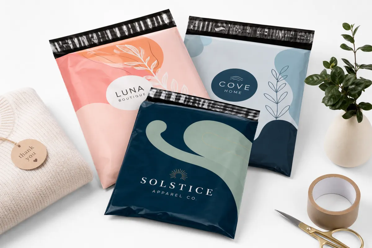 Poly Mailers with Custom Artwork Design