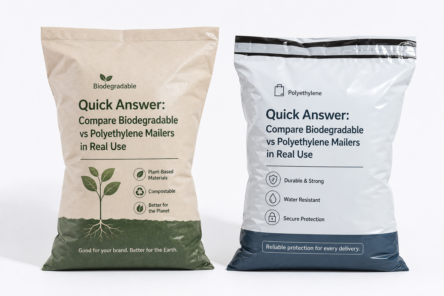 Compare Biodegradable vs Polyethylene Mailers Options