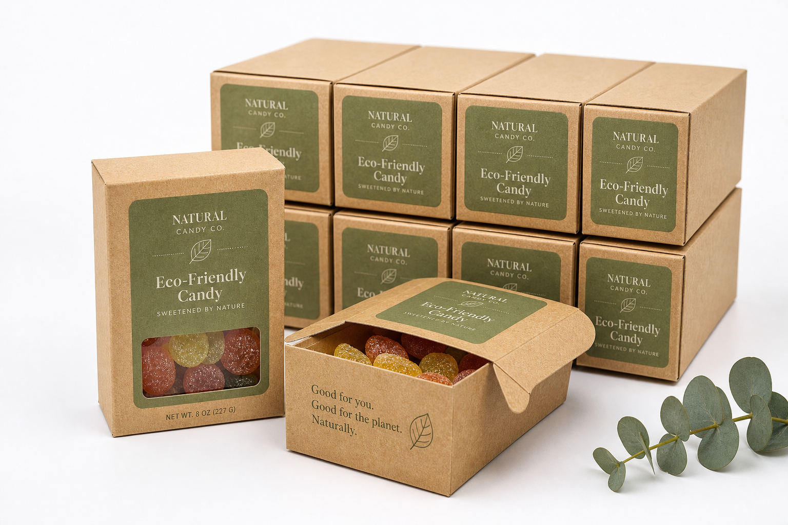 Eco-friendly Candy Packaging Boxes Bulk: Board, Finish, Dieline, and Unit Cost